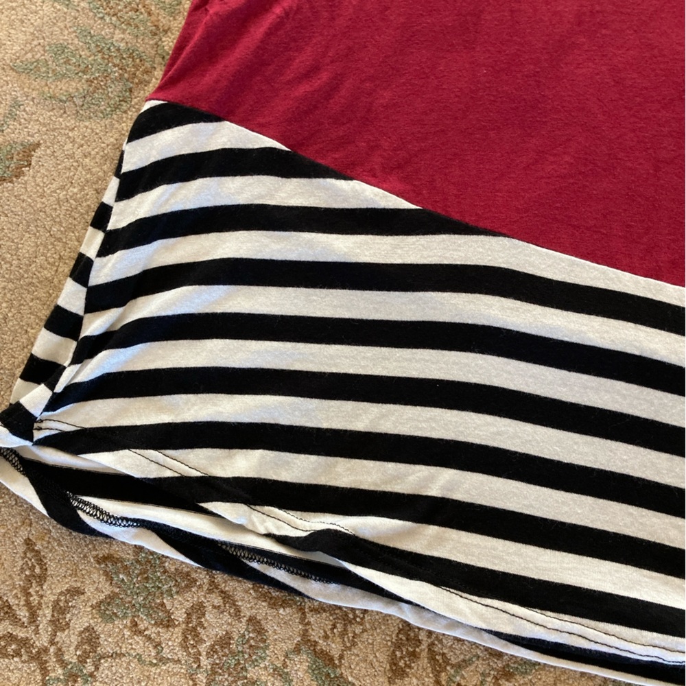 Woman’s shirt burgundy white and black stripes by Lollipop Star. Hardly wore. - Picture 7 of 10